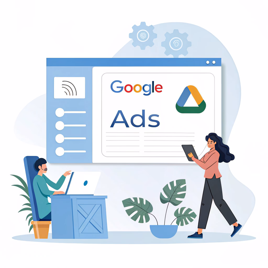 Google Ads dashboard showing PPC campaigns and targeting options