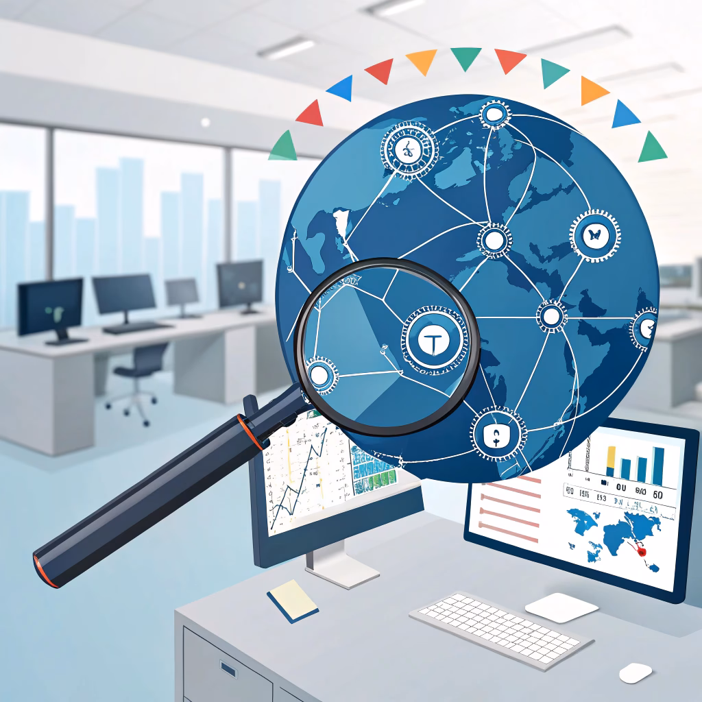 Search Engine Optimization concept with SEO elements and analytics